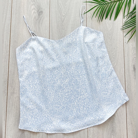 DYNAMITE Ally Satin Cami - Pastel Blue Leopard on White - Picture 8 of 13